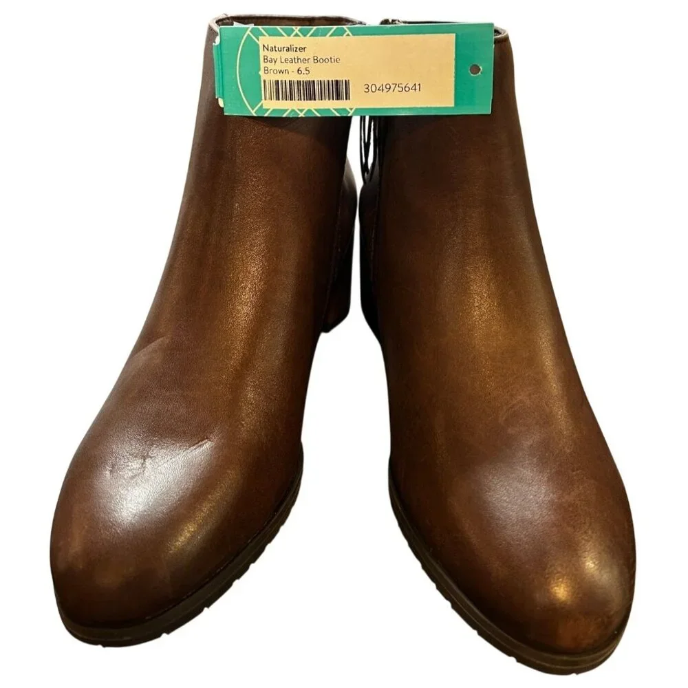 Naturalizer Bay Weatherproof Bootie Brown‎ Leather Womens Size 6.5M